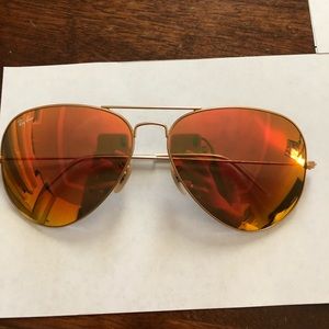 orange reflective RAYBAN 62mm aviators